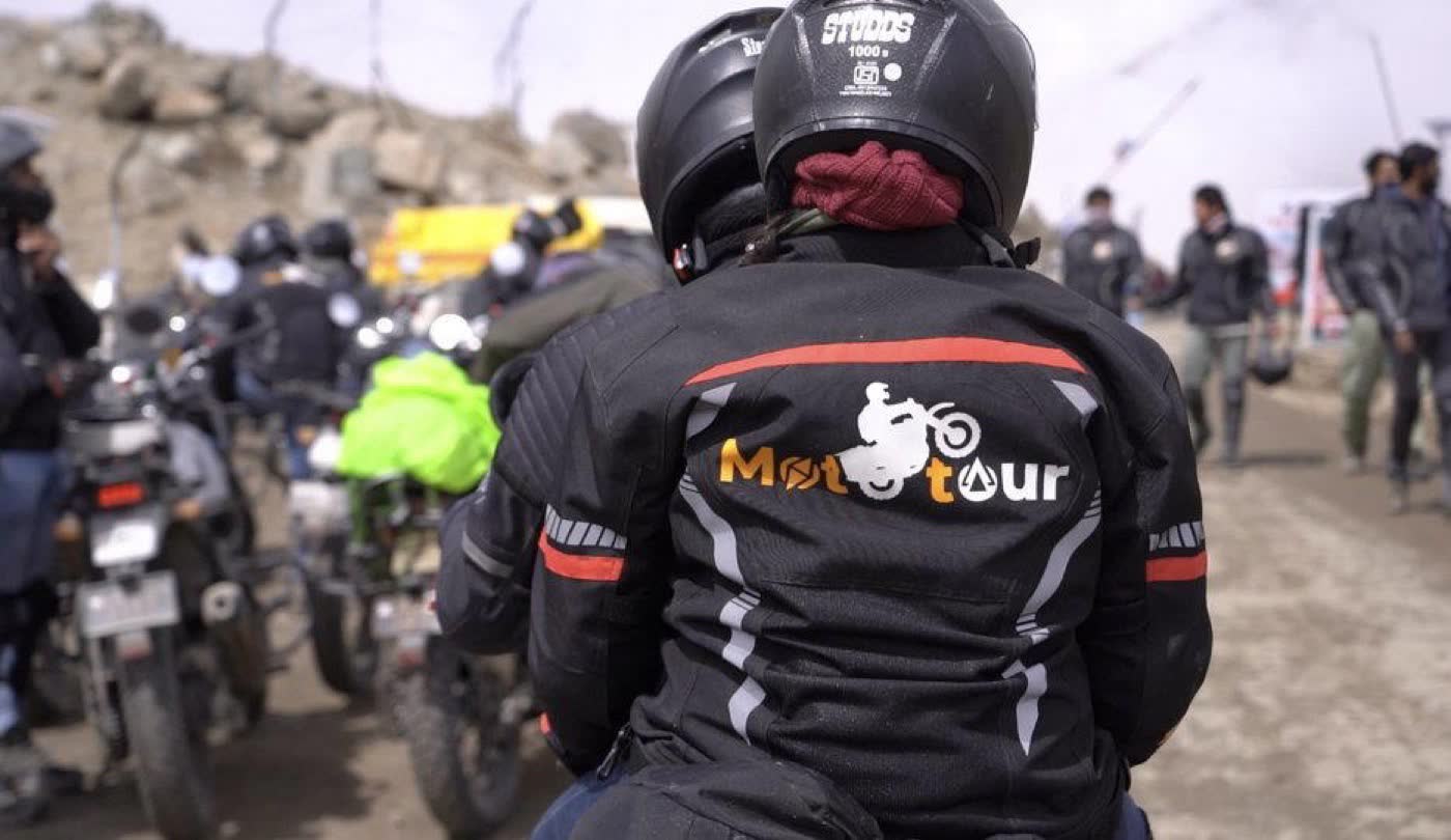 Riders in Mototour gear ready to set off on the Manali-Leh-Srinagar route