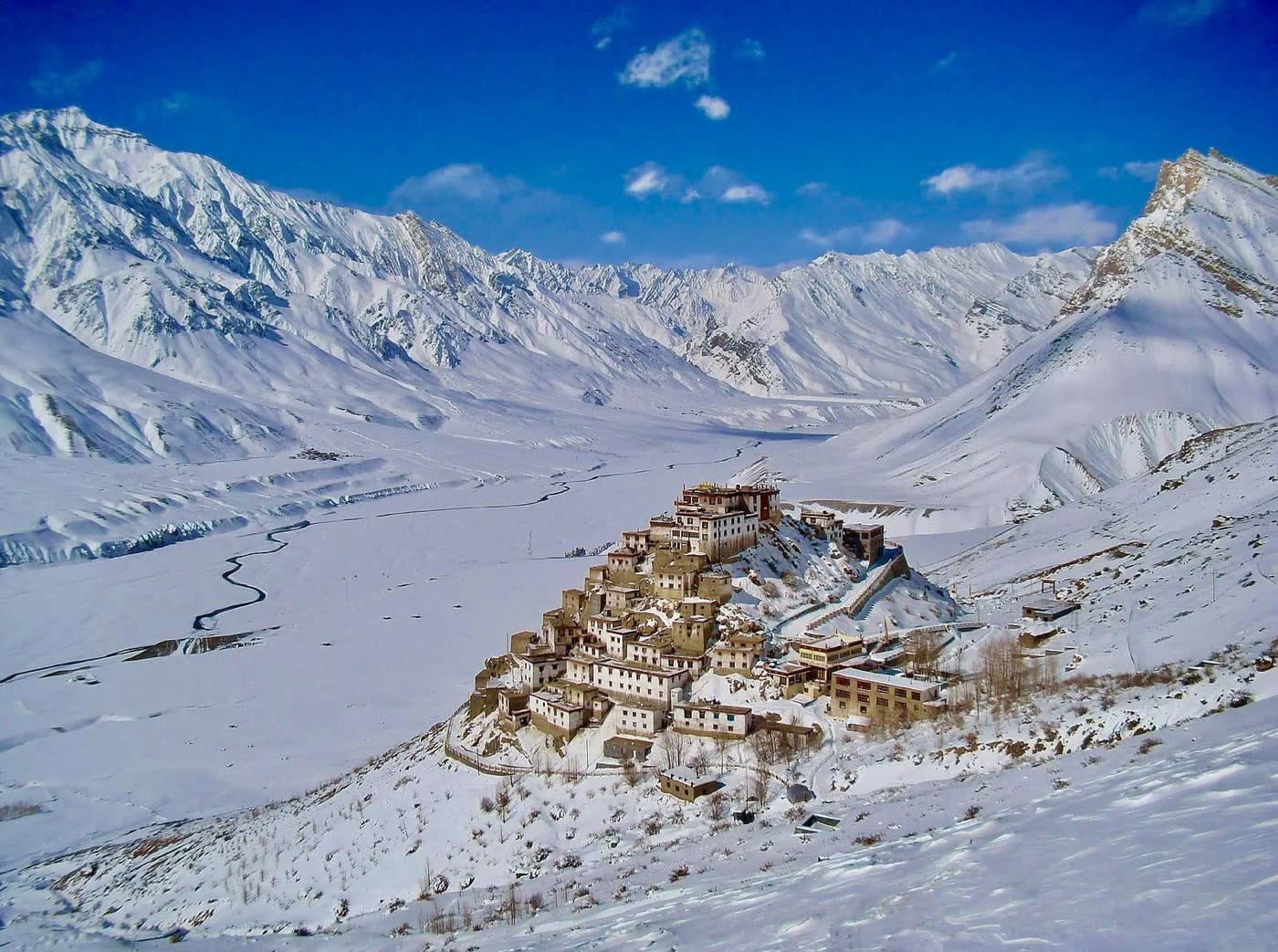 Key Monastery above the snow-covered Spiti valley